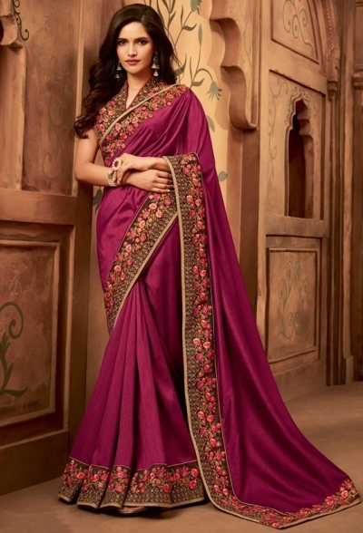 wine designer silk saree 2308