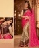 beige and rani pink designer silk saree 2307