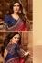 navy blue and carrot red designer silk saree 2304