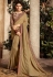 khaki brown saree with embroidered blouse 6166