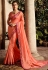 peach saree with embroidered blouse 6165
