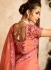 peach saree with embroidered blouse 6165