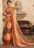 peach and brown saree with embroidered blouse 6160