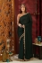 Dark green and peach pure georgette party wear saree