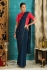 Teal blue and deep pink tassel work georgette party wear Saree