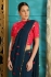 Teal blue and deep pink tassel work georgette party wear Saree