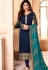 shamita shetty navy blue georgette embroidered churidar suit 8140