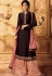 wine embroidered satin georgette sharara style pakistani suit 15604