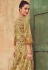 beige cotton satin embroidered daman work and digital printed palazzo suit 9034