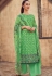 green cotton satin embroidered daman work and digital printed palazzo suit 9033