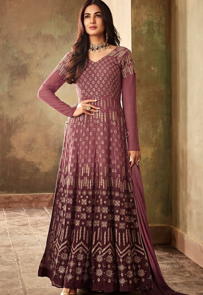 sonal chauhan mauve georgette embroidered designer anarkali suit 6706