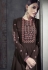 brown maslin cotton long anarkali gown style suit 39011