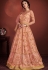 peach net embroidered lehenga style anarkali suit 8149