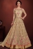 beige net embroidered floor length lehenga style anarkali suit 8147