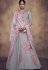 grey tapeta and satin silk embroidered readymade anarkali gown 39016