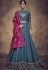 blue tapeta and satin silk embroidered readymade anarkali gown 39013