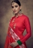 red tapeta and satin silk embroidered readymade anarkali gown 39012