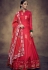 red tapeta and satin silk embroidered readymade anarkali gown 39012