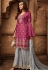 pink grey georgette satin embroidered palazzo style pakistani suit 29006