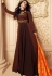 brown satin long embroidered gown style suit 5017