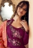 purple satin long embroidered gown style suit 5016