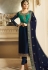 drashti dhami blue shade satin georgette embroidered churidar suit 3208