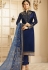 drashti dhami navy blue satin georgette embroidered churidar suit 3202