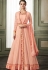 peach georgette long jacket style anarkali suit 37001