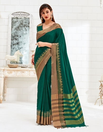 Yalina Tender Green Cotton Saree