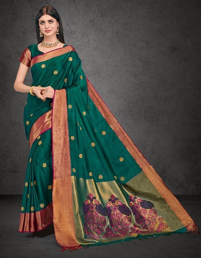Raazi Bela Tender Green Cotton Saree