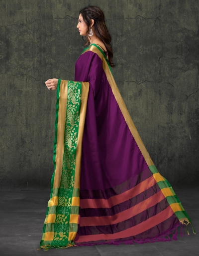 Zaarish Wine Magenta Cotton Wear Saree