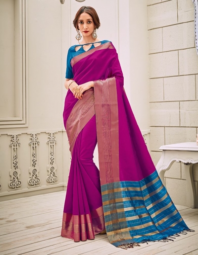 Aamilah Jazzy Pink Festive wear cotton saree