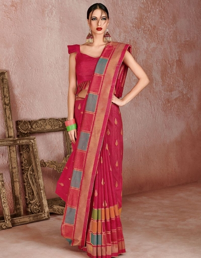 Kaya Jazzy Pink Designer Wear Cotton Saree