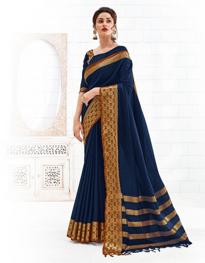 Bavitha Symphony Blue Festive Wear Cotton Saree