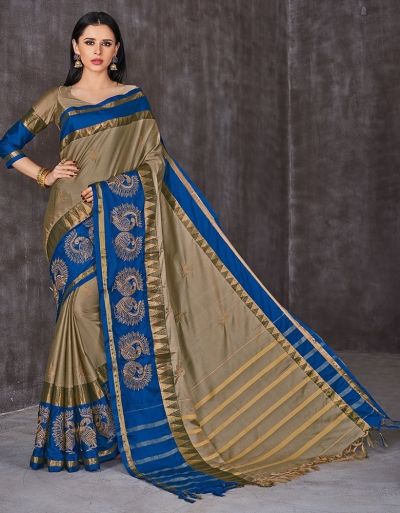 Anaika Mayuri Duskin Beige Festive Wear Cotton Saree