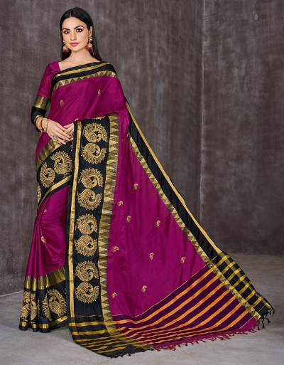 Anaika Mayuri Rosy Pink Festive Wear Cotton Saree