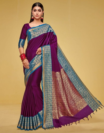 Kanisha Wine Magenta Cotton Saree