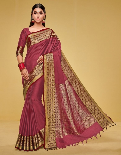 Kanisha Crimson Red Cotton Saree