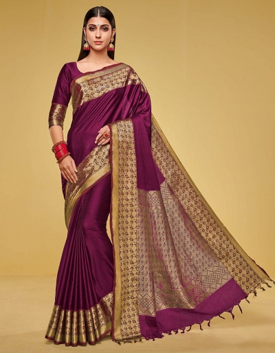 Kanisha Ruby Pink Cotton Saree