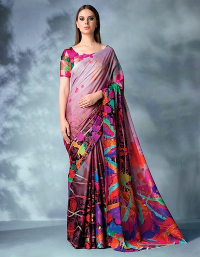 Inara Digital Printed  Blush Magenta Saree