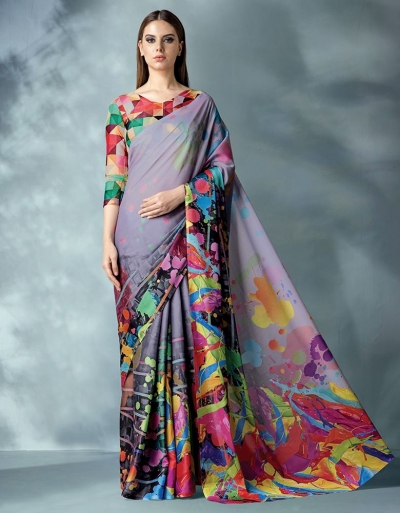 Inara Digital Printed Wine Saree