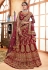 maroon velvet bridal lehenga choli 3001