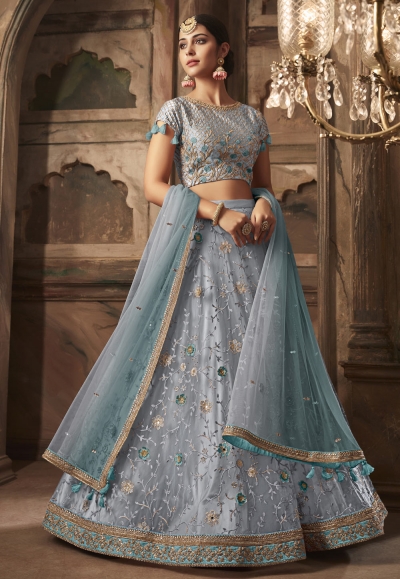 gray net a line lehenga choli 10003B
