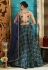 navy blue jacquard lehenga and peach choli 1043