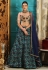 navy blue jacquard lehenga and peach choli 1043