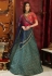 turquoise jacquard lehenga and red choli 1048