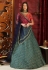 turquoise jacquard lehenga and red choli 1048