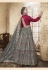 gray net lehenga and maroon top with balloon full sleeve 28002