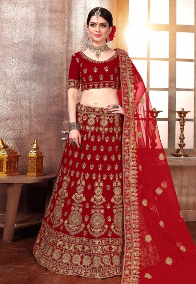 red velvet a line lehenga choli 1061