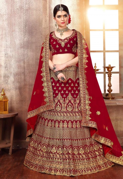 maroon velvet a line lehenga choli 1063